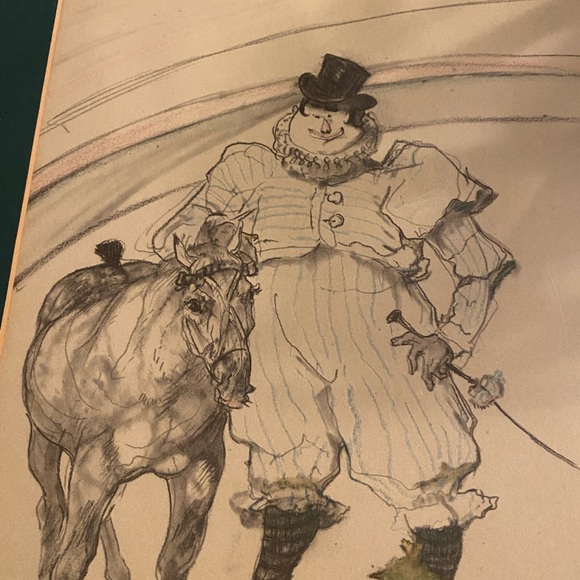 Toulouse Latrec - 1800’s Vintage Circus Art - TLC - Clown Monkey Signed Fine Art - Picture 8 of 11